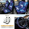 thumbnail image 3 of Yuyamidu Wolf Car Seat Cover Full Set Starry Sky Automotive Steering Wheel Covers Auto Seatbelt Pads Coaster Trash Can Air Vent Holder Rear View Mirror Cover Car Coasters Keychain 15 Packs, 3 of 7