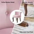 thumbnail image 3 of Velvet Vanity Chair with Back, Tufted Upholstered Vanity Stool with Solid Wood Legs, Mid Century Small Makeup Chair for Vanity, Accent Chair for Bedroom, Living Room, Pink, 3 of 6
