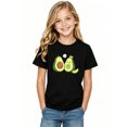 thumbnail image 2 of Girls Graphic Tees Cute Kawaii Avocados Short Sleeve Kids T-Shirt, 100% Cotton Soft Casual Tops for Children, 2 of 5