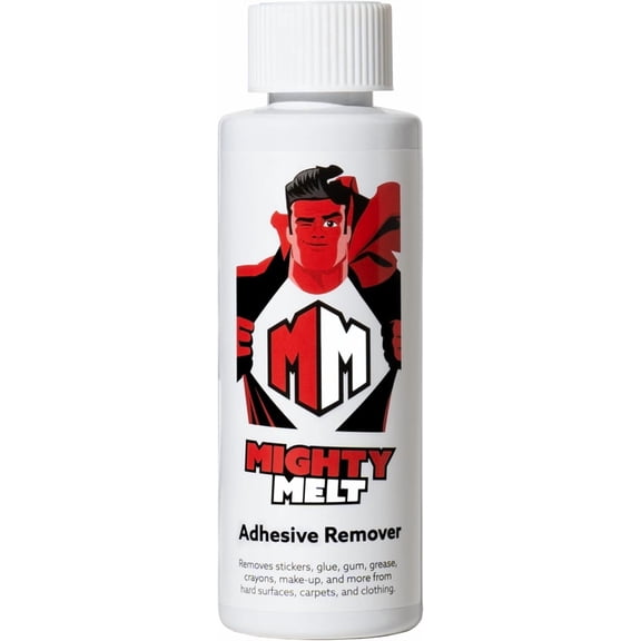 Mighty Melt Adhesive Remover | For Sticky and Gooey Messes | Removes Glue, Stickers, Labels, Tape, Decals Crayons, Wax, Tar & More | Safe for Surfaces | Fresh Citrus Scent (125ml / 4.2oz)