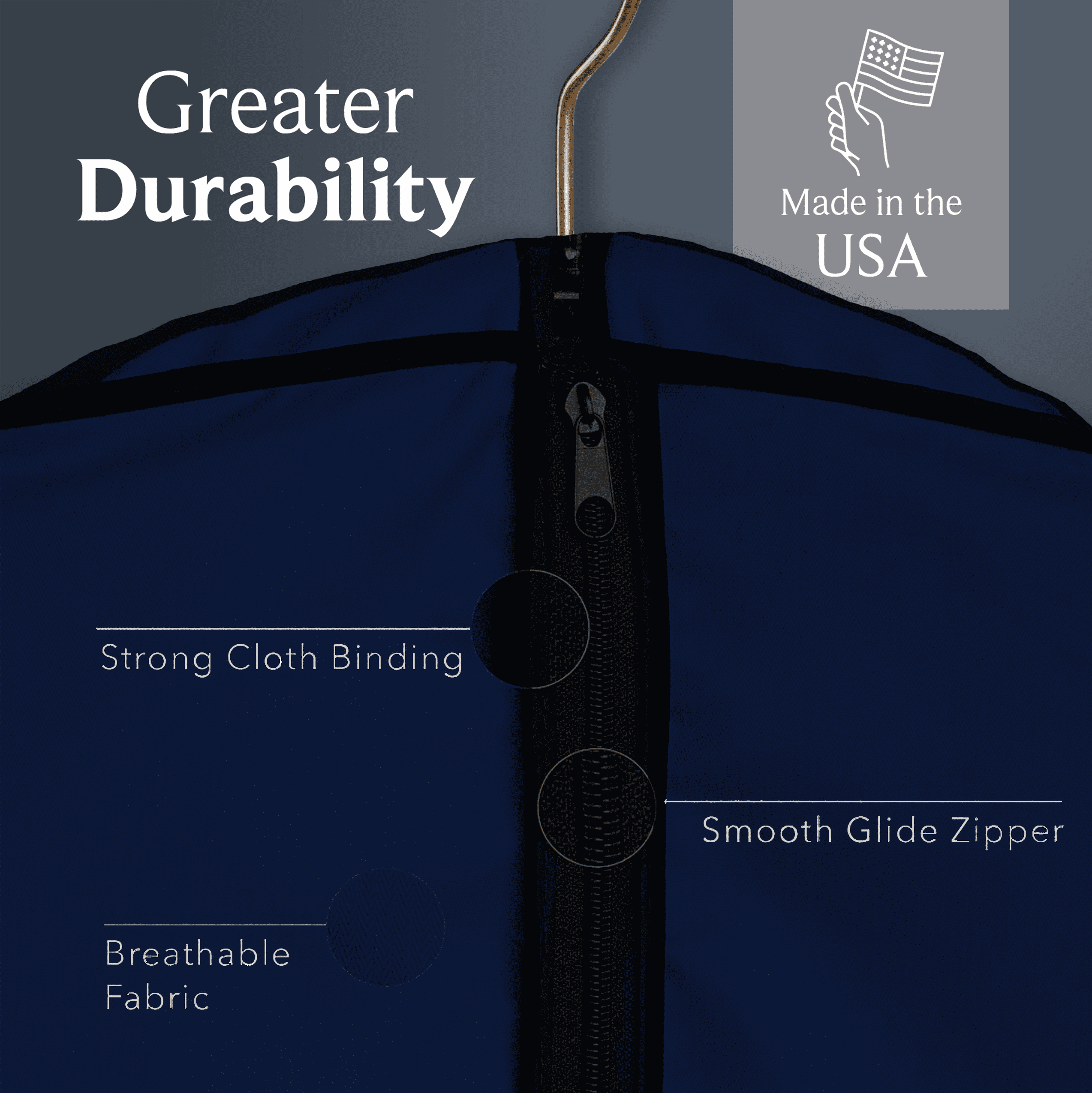 Basic LTD Breathable Navy Cotton Poplin Garment Bag, 1 Count