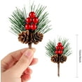 thumbnail image 2 of 24 Pieces Artificial Pine Picks Christmas Mini Pine Picks Pine Needles Branches with Red Berry Pinecones Berry Branches Fake Berries for Flower Arrangements Wreaths Holiday Xmas Tree Decoration, 2 of 7
