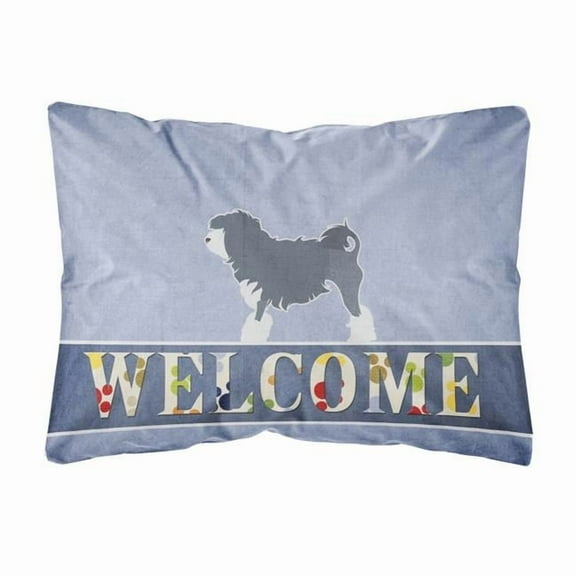 Carolines Treasures BB5539PW1216 Lowchen Welcome Canvas Fabric Decorative Pillow, 12H x16W, multicolor