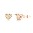 thumbnail image 2 of 1.0 Ct Heart Cut Studs Natural Morganite 18K Rose Solid Solid Gold Everyday Dainty Earrings Push Back, 2 of 7