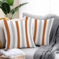 thumbnail image 2 of Burnt Orange Grey Stripe Throw Pillow Covers 16x16 Inch Set of 2, Modern Farmhouse Vertical Striped Waterproof Outdoor Pillow Covers, Decorative Cushion Pillowcases for Couch, Sofa, Bed, Patio, 2 of 9