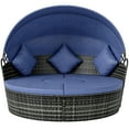thumbnail image 1 of Outsunny Patio Lounge Chair with Cushioned Round Sofa Bed 4 Pieces, Blue, 1 of 10
