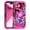 Rose Blue Butterfly, variant on Meshine Phone Case for iPhone 16,Glow in The Dark Three Layer Heavy Duty Shockproof Full Body Protection Hard Plastic Bumper+Soft Silicone Protective Case,Purple Flower