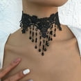 thumbnail image 3 of 1 pieza de collar de cuentas con colgante de encaje negro, collar gótico con borlas y flores huecas, accesorios de joyería para mujeres y niñas Sincero Electrónica, 3 of 5