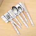 thumbnail image 2 of FUYGRCJ 6 Piece Kitchen Flatware Silverware Cutlery Set, Stainless Steel Tableware Cutlery, ABS Rivet Handle Dinner Spoons, Knife and Fork Set with Wooden Wide Handles, 2 of 11
