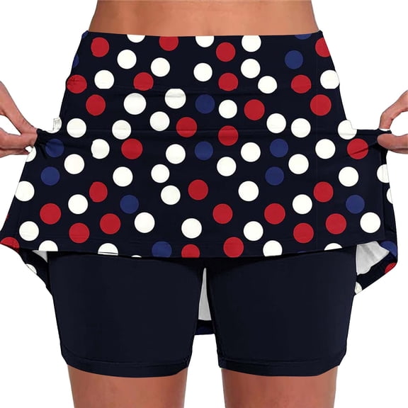 LNWUY Skorts for Women Summer Athletic Workout Running Skort with Pockets Casual Print High Waisted Tennis Golf Skirts Black L