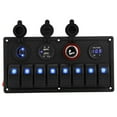 thumbnail image 2 of Panel de control con interruptor basculante LED de 12 V y 24 V para coche, barco y 8 entradas, voltímetro USB doble, encendedor de cigarrillos, 2 of 14
