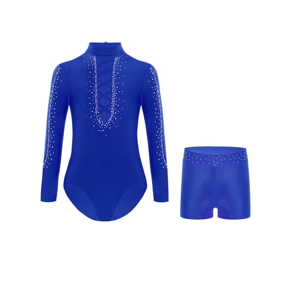 iiniim Kids Boys Romper Bodysuit Latin Ballet Dance Jumpsuit Gymnastics Leotard and Shorts Set Athletic Tumbling Outfits Blue 8