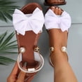 thumbnail image 2 of Crunowin Women's Casual Sandals, Bow Round Toe Open Toe Solid Color Indoor Outdoor Big Size Comfortable Shoes White 5.5, 2 of 10