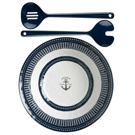 

Sailor Soul Melamine Salad Bowl & Serve Cutlery (3 Piece Set) - 3-1/2 H x 10-3/4 Dia.