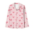 thumbnail image 5 of yievot Valentines Pjs Women Sleepwear Womens Heart Print Pajamas Set Valentines Day Gift Long Sleeve Button Down Nightwear Loungewear, 5 of 6