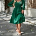 thumbnail image 2 of Long Sleeve A-Line Dress with Ruffled Hem for Women Maternity, 2 of 9