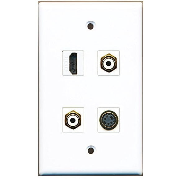 RiteAV - 1 Port HDMI 2 Port RCA White 1 Port S-Video Wall Plate