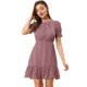 thumbnail image 1 of Vestido de gasa con Dobladillo de Volantes Allegra K para Mujeres Rosado Morado L, 1 of 6