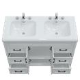 thumbnail image 5 of Jarbalai 47" Freestanding Bathroom Vanity with Twin Basin and Cabinet Storage and Drawers, White, 5 of 8