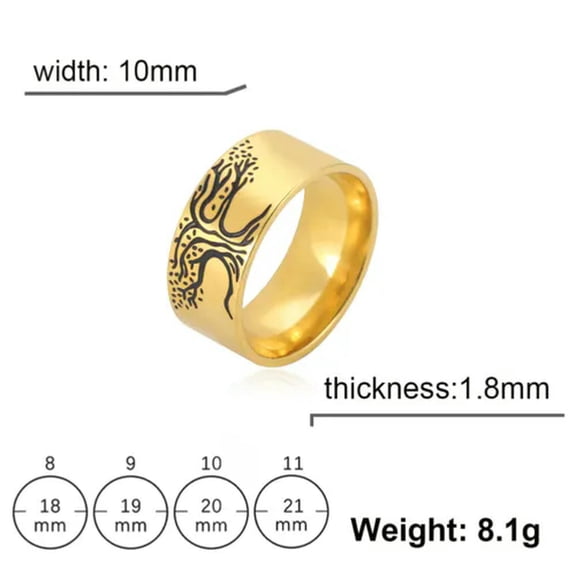 Tree of Life Stainless Steel Rings Engraving Finger Ring Vintage Male Jewelry