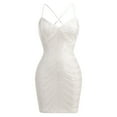 thumbnail image 2 of IBTOM CASTLE Women's Sequin Mini Dress Sparkly Glitter Strap V-Neck Bodycon Cocktail Party Homcoming Short Dresses M White, 2 of 8