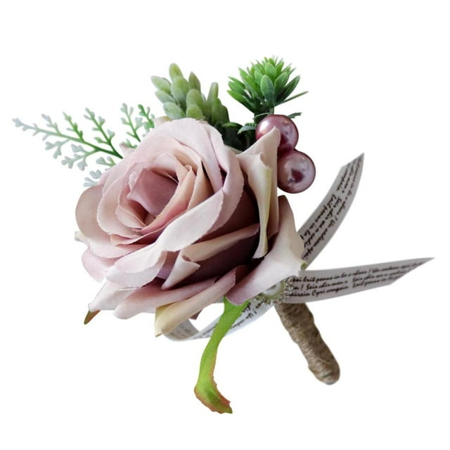 Ramillete romántico de rosas para boda, para novio, padrino, decoración de fiesta Rosa empolvado