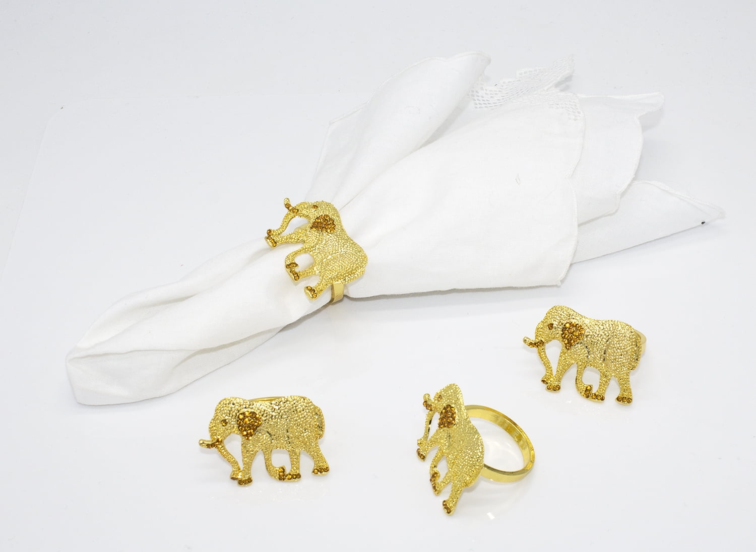 Gorgeous Crystal Elephant Napkin Rings Set of 4 Elephant Gold Walmart