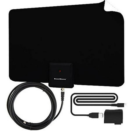 BoostWaves Supreme Amplified Razor 30 Mile HDTV Indoor Flat Leaf Antenna with RG6 Cable BoostWaves Supreme Amplified Razor 30 Mile HDTV Indoor Flat Leaf Antenna with RG6 Cable