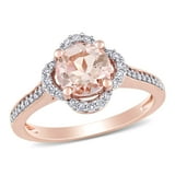 Morganite and Diamond Accent Quatrefoil Halo Ring in 14K Gold