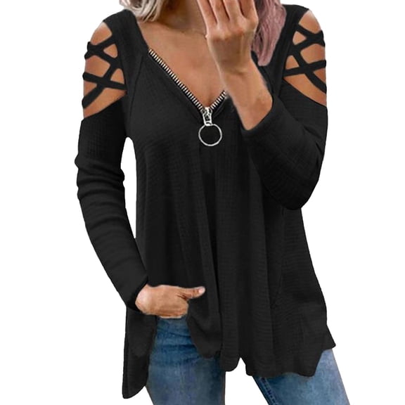 Vedolay Women Blouse Long Sleeve Blouse Casual Loose Plus Size Sweatshirt Top Black,XL