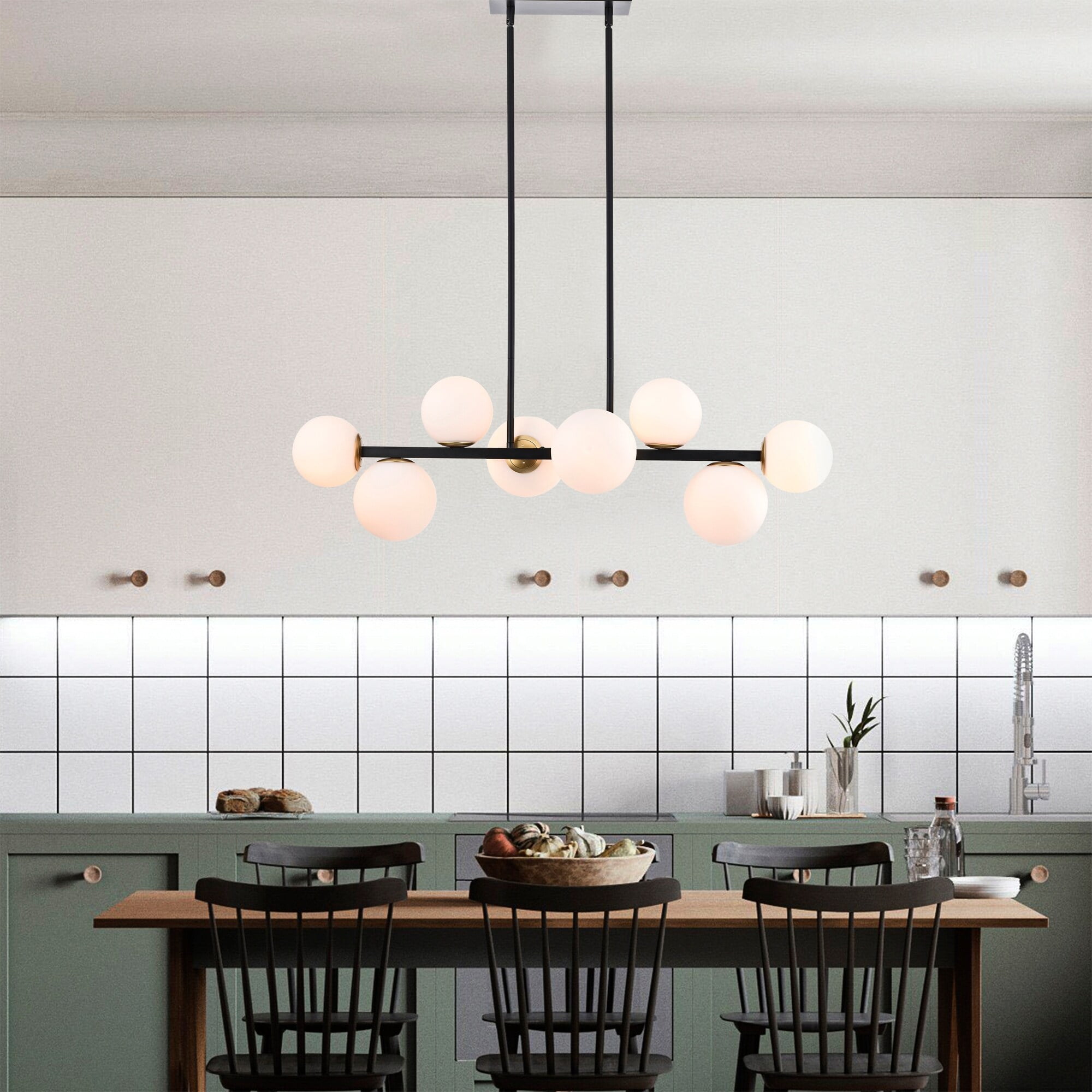 Pascaline 38 in. 8-Light Indoor Matte Black Finish Chandelier with Light Kit