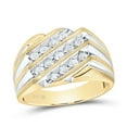 thumbnail image 2 of 10K Yellow Gold Mens Round Diamond Triple Row Cluster Ring 1/2 Cttw, Mens Size: 7-13, 2 of 2
