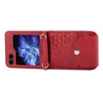 thumbnail image 4 of Magnetic Clasp Case for Samsung Galaxy Z Flip 6 Cover,Luxury PU Leather Shockproof Folding Kickstand Card Holder Pocket Wallet Crossbody Strap Handbag Phone Case for Samsung Galaxy Z Flip 6,Red, 4 of 8