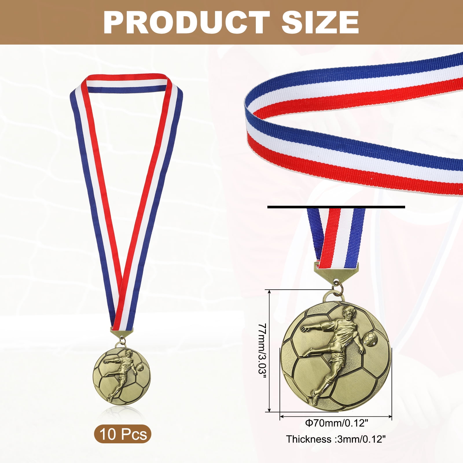 Uxcell Football Events Award Medals with Ribbons, Winner Medals Prizes for Competitions Sports Party Gold