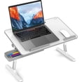 thumbnail image 1 of UTAH-Besign LT05 Adjustable Laptop Table, Lap Desk, Portable Standing Bed Desk, Foldable Sofa Breakfast Tray, Notebook Computer Stand for Reading and Writing (White), 1 of 4