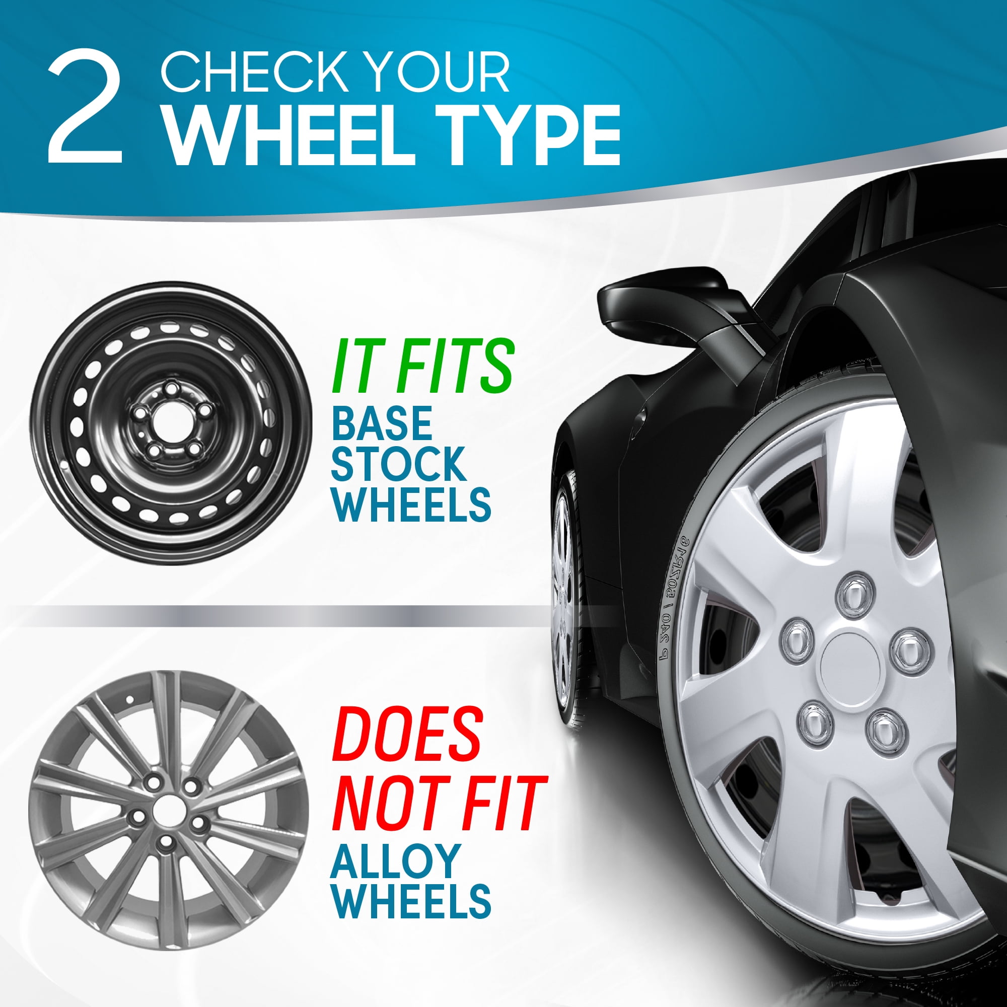 (4-Pack) BDK Premium Hubcaps 16" Wheel Rim Cover Hub Caps OEM Style Replacement Snap On Car Truck SUV - 16 Inch Set