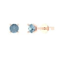thumbnail image 2 of 0.2 Ct Round Cut Studs Blue Natural Aquamarine 14K Rose Solid Solid Gold Everyday Dainty Earrings Push Back, 2 of 7