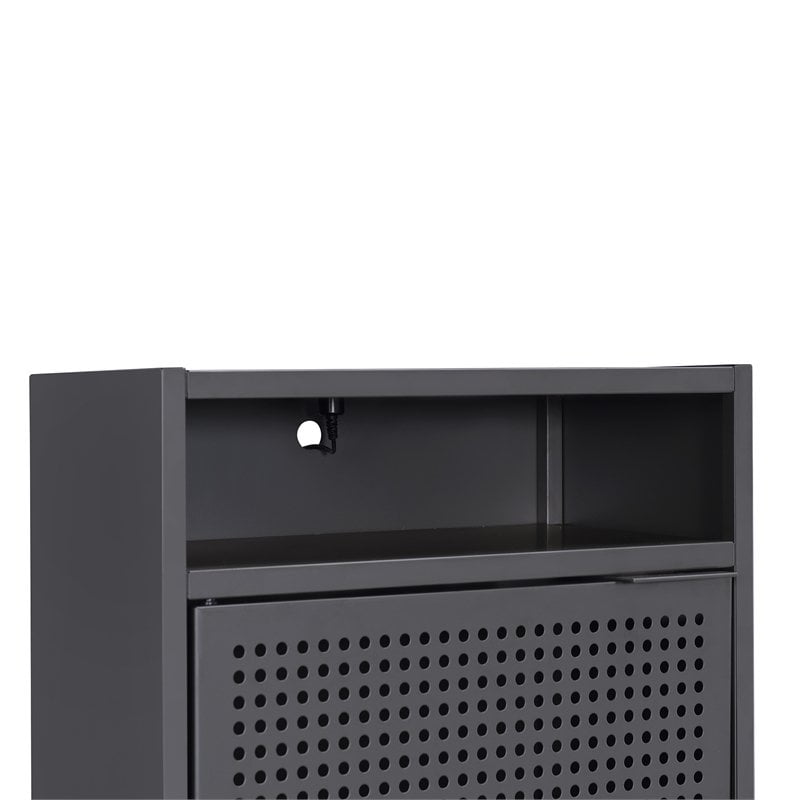 Picket House Furnishings Gemma Metal Nightstand with USB Port in Gray