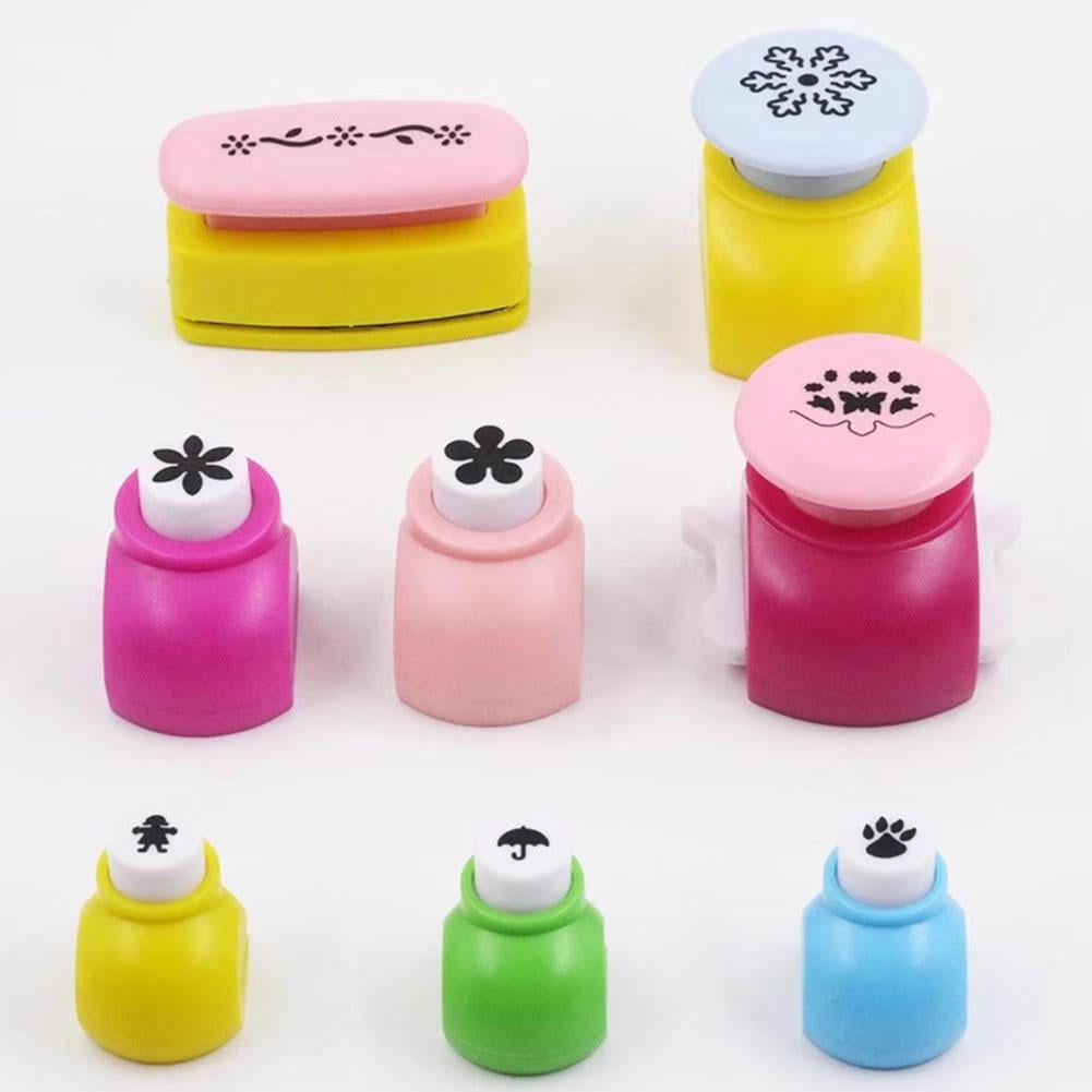 Pekkaxy Mini Paper Punch Machine Set For Kids Handmade Labor Saving Embossing Tool Scrapbook Craft Puncher Set For Paper DIY Art