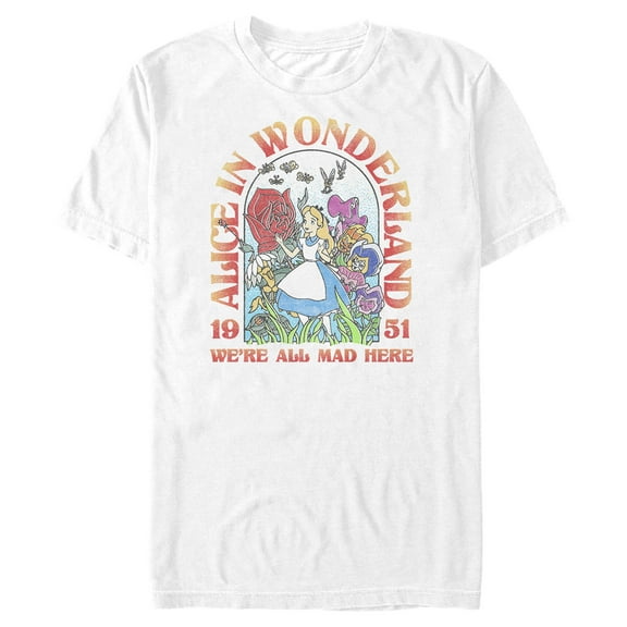 Men's Alice in Wonderland Arching Title Graphic Tee White Small