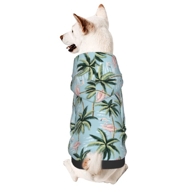 Balery Flamingos And Palms Sudadera con Capucha para Perros Pequeños – Ropa para Mascotas, Disfraz para Perros y Gatos, Ideal para Fiestas y Cosplay-Large
