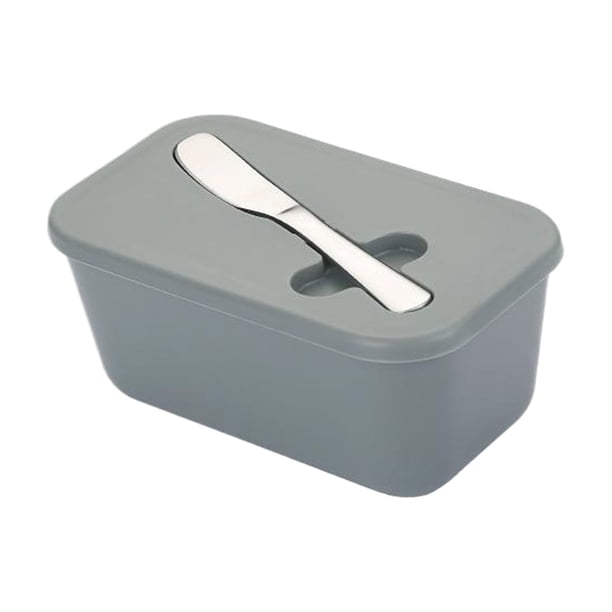 Billuyoard Práctico contenedor de almacenamiento de queso para organización de vajilla, de mantequilla, vajilla, rebanador de mantequilla Cocina y Comedor gris
