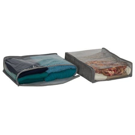 2 Sweater Storage Bags - Household Essentials Zippered Sweater Storage Bags with Clear Tops, 2 Count, Gray