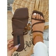 thumbnail image 2 of Women Comfortable Multi Strap Flat Sandals  Elegant Coffee Brown Slide Sandals, 2 of 7