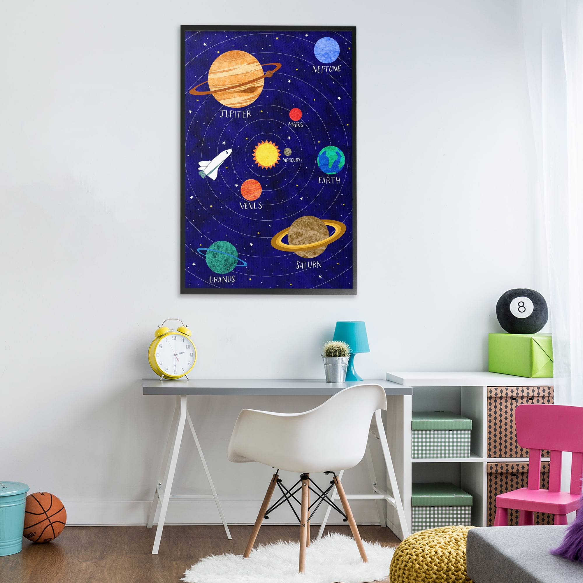 Solar System Education Black Framed Giclee Art, design by Elizabeth Caldwell