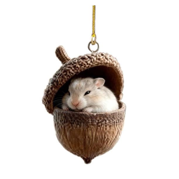 1/8 piezas Adorno navideño Adorno acrílico con forma de bellota de animales del bosque Decoración colgante para fiestas navideñas Regalo de Navidad