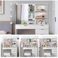 thumbnail image 3 of Karl home Vanity Desk with Sliding Mirror & Lights Makeup Vanity Table with 6 Drawers, Storage Shelves, Cushioned Stool, White Dressing Table with Adjustable Light for Women, 3 of 9