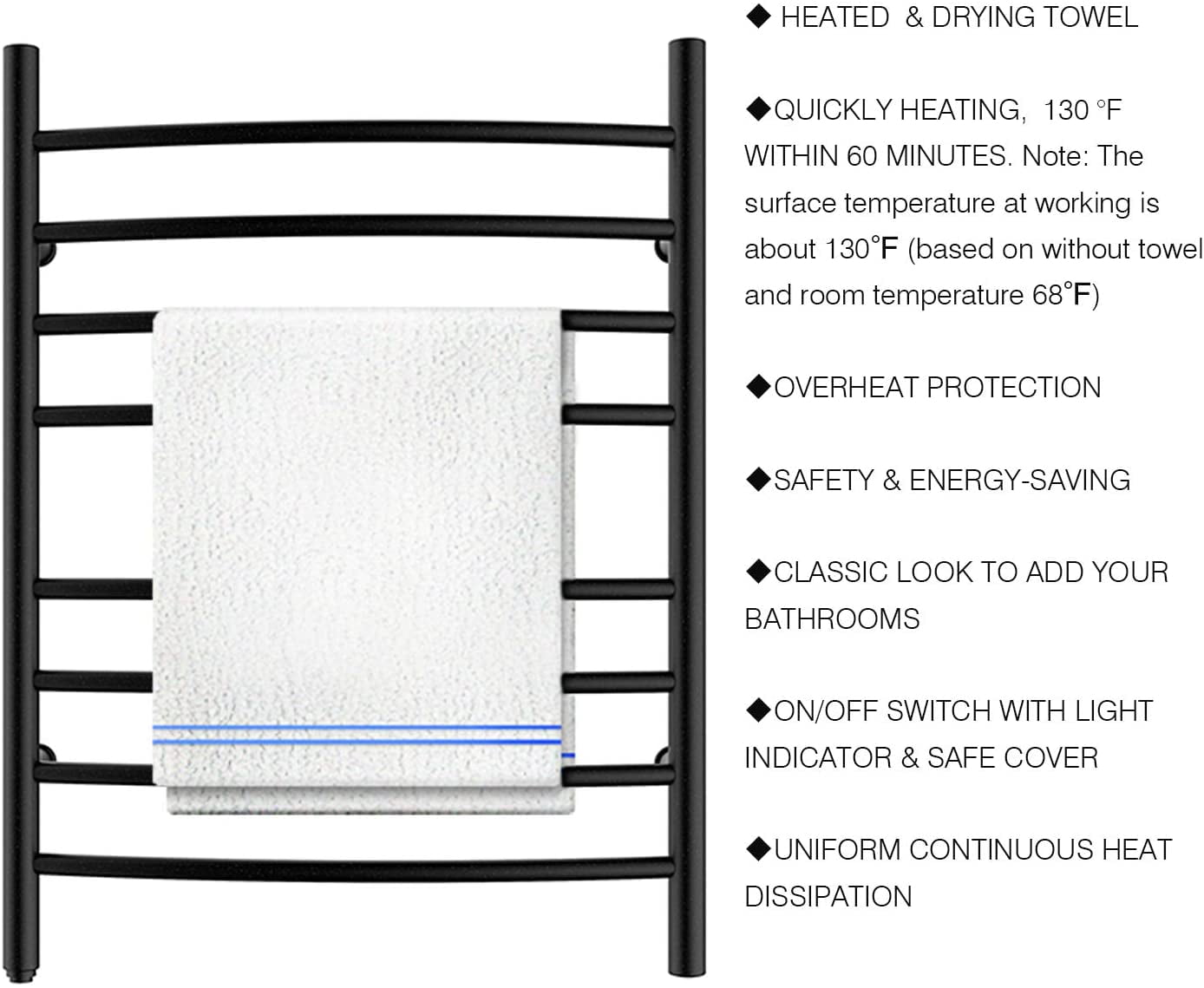 HEATGENE Towel Warmer 8 Bar Plug in Curved Bath Nigeria Ubuy