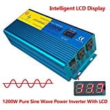 Control Pure Sine Wave Output - iPowerBingo Digital Display PURE SINE WAVE POWER INVERTER Converter 1200W 2400W MAX DC 12V To AC 110V CAMPING