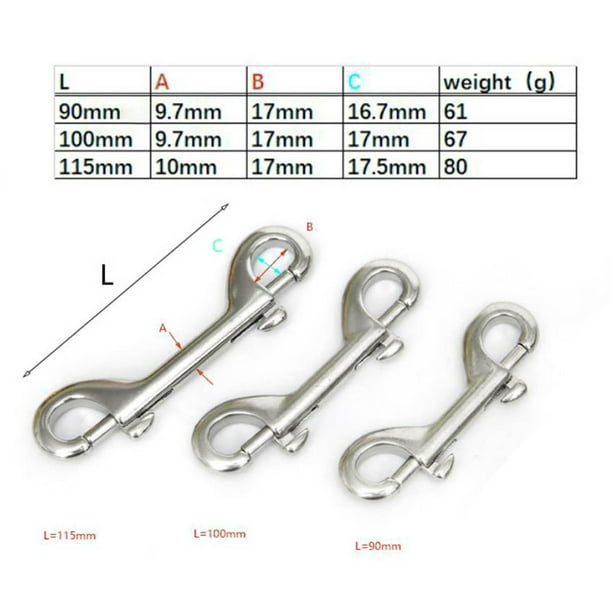 Double Ended Snap Hook, 316 Stainless Steel Marine Grade Double End Snaps  Clips 3.94x1. 